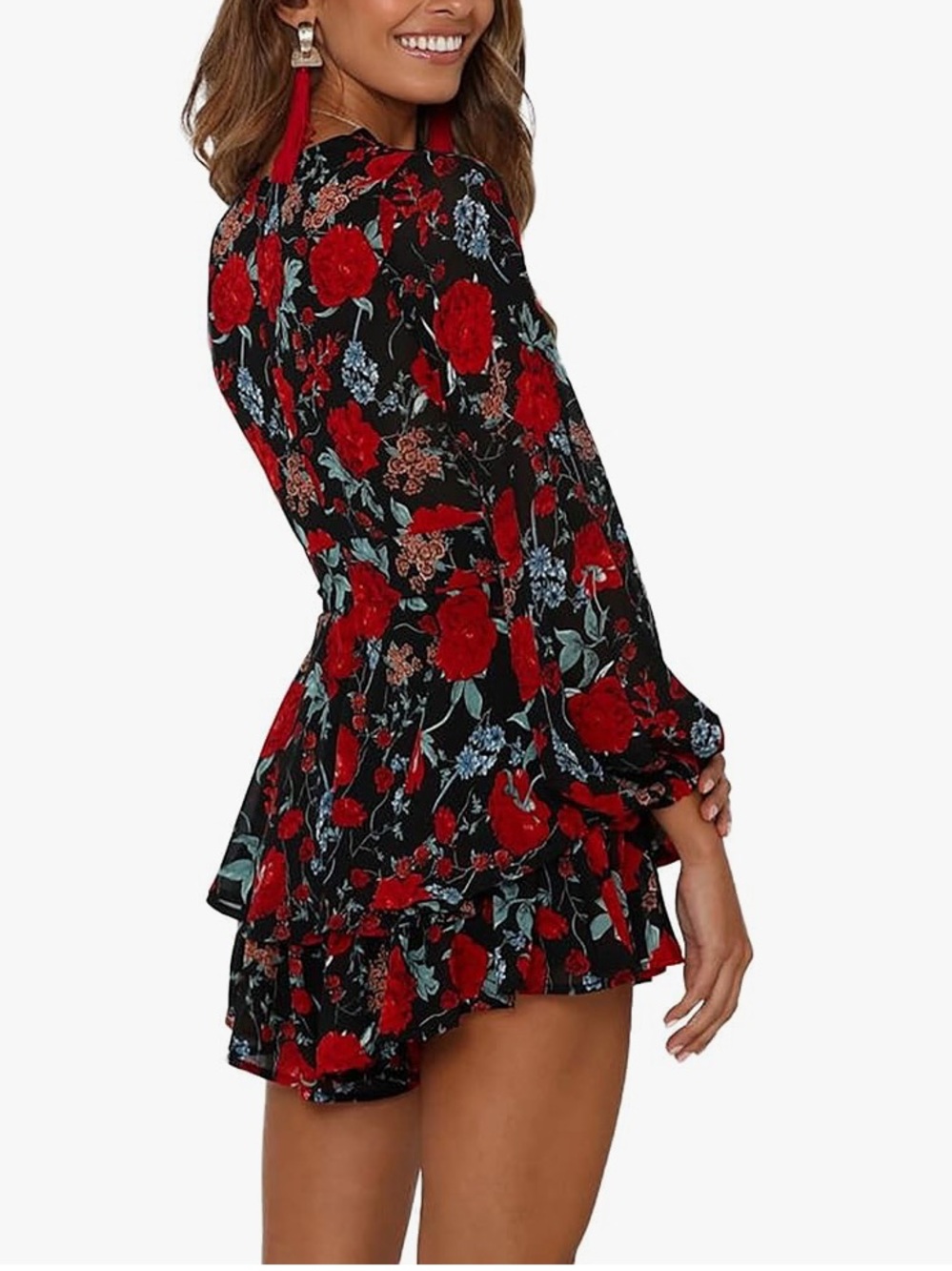 Floral Ruffled Long-Sleeve Romper